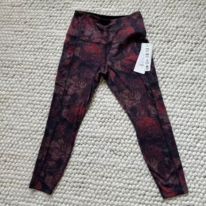 VOGO Athletica Red and Black Leggings Abstract Pattern